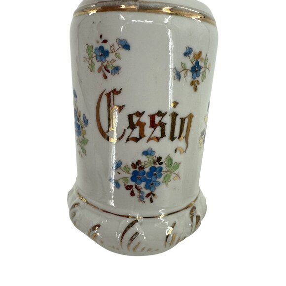 German Ceramic Oil & Vinegar Dispenser Set Blue Floral Design Gold Accents - Picture 7 of 7